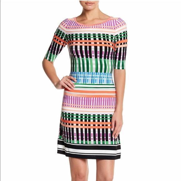 Eliza J Short Sleeve Jersey Shift Dress Crew Neck Short Sleeves Womens S… - Picture 1 of 7